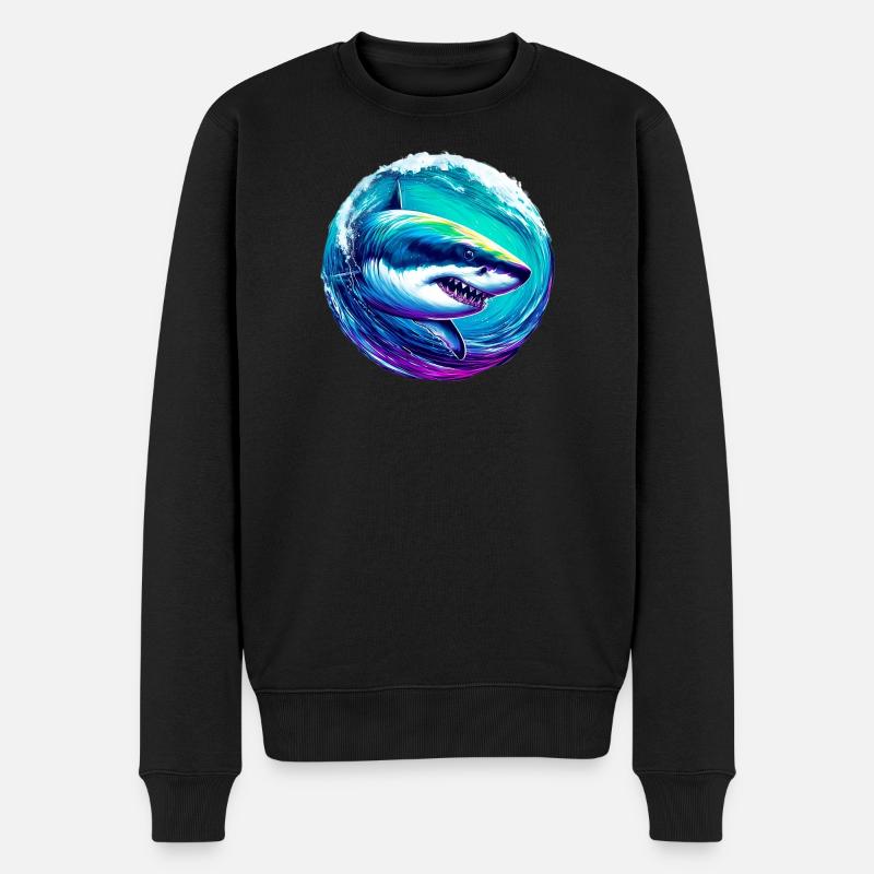 Weißer Hai - Männer Premium Bio Pullover - Schwarz