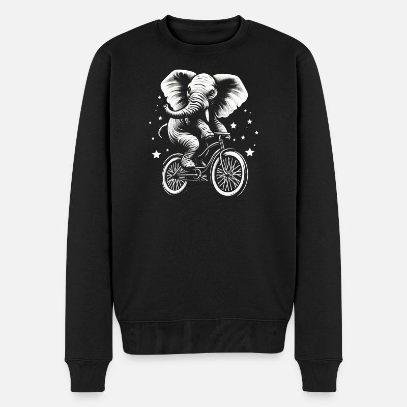 Éléphant sur un vélo - Pull Premium bio Homme - noir
