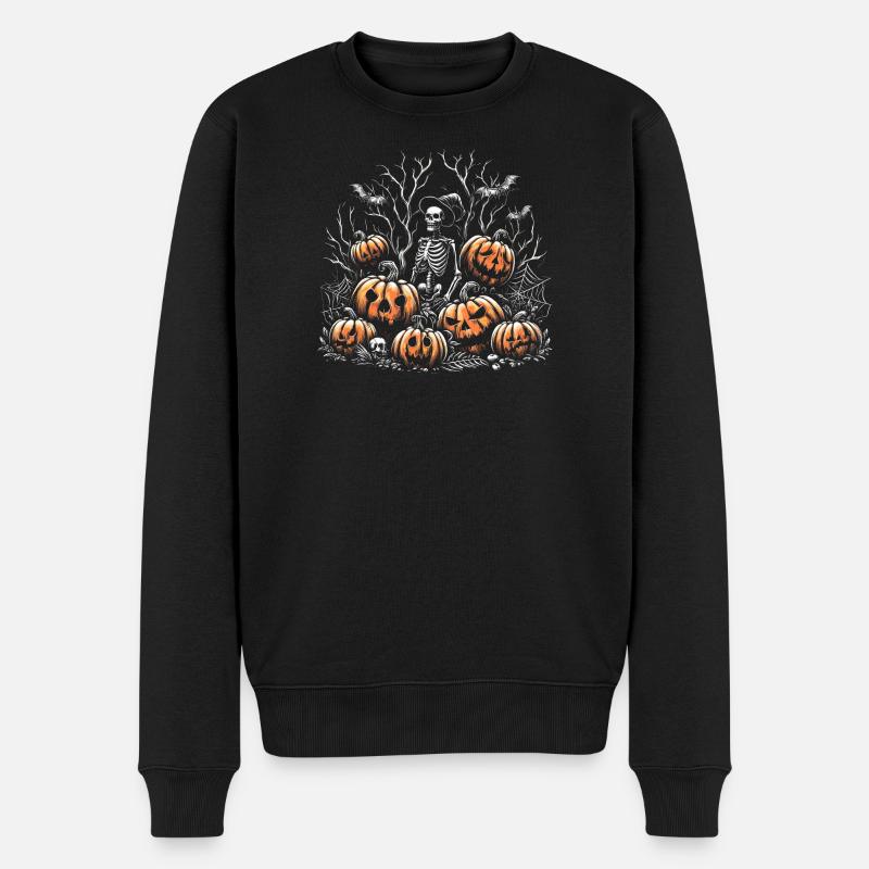 Hallooween Skelett - Männer Premium Bio Pullover - Schwarz