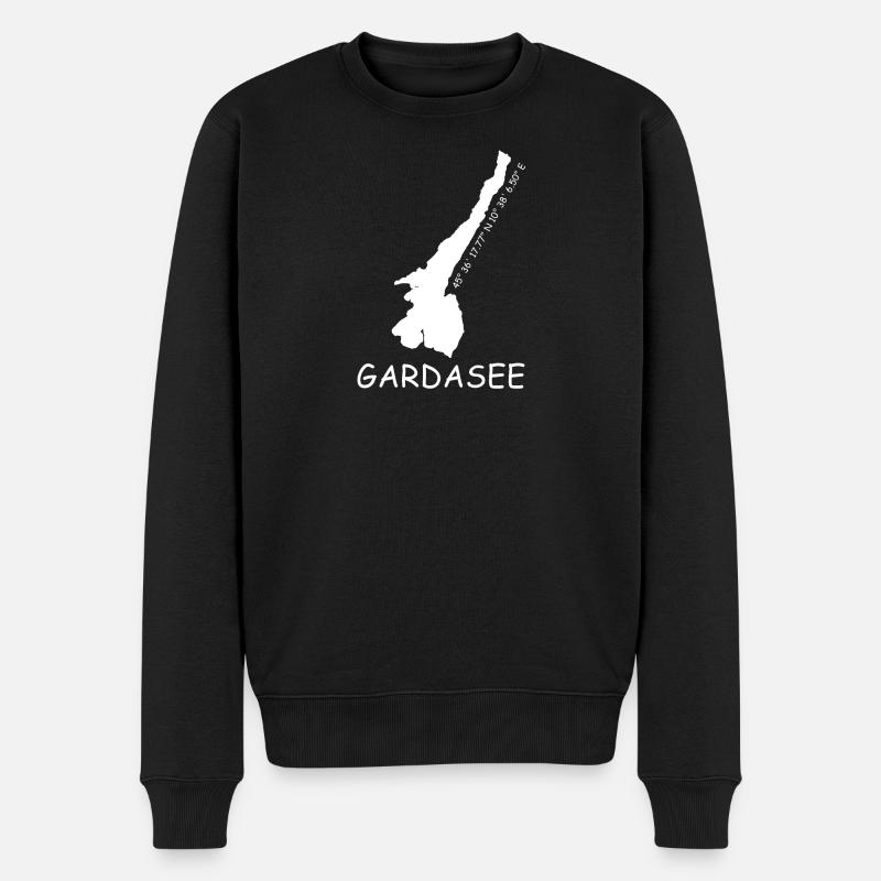 Gardasee Koordinaten - Männer Premium Bio Pullover - Schwarz