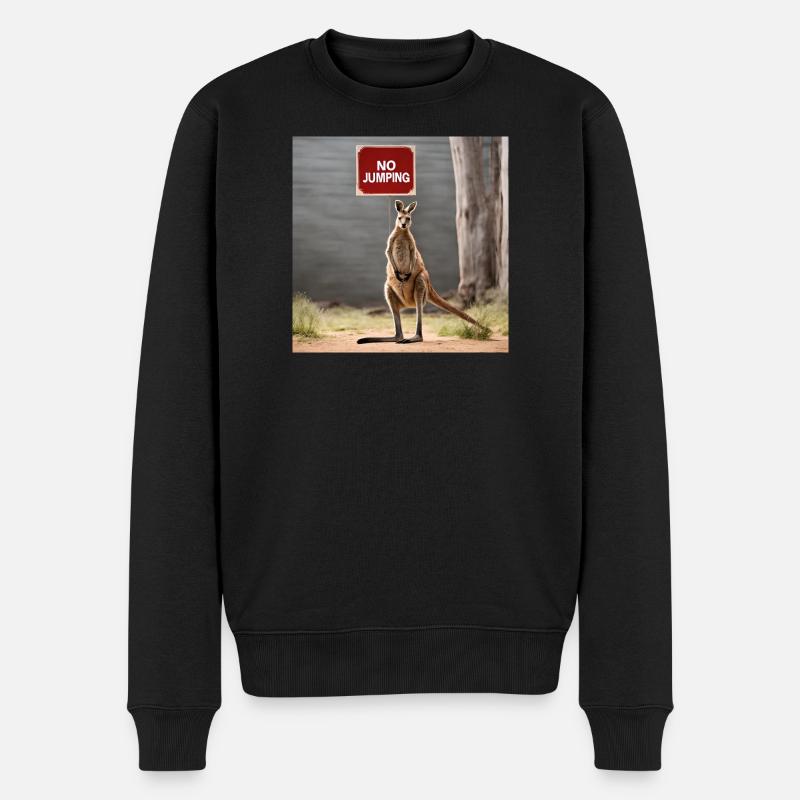 NoJumping - Kangaroo MEME - Männer Premium Bio Pullover - Schwarz