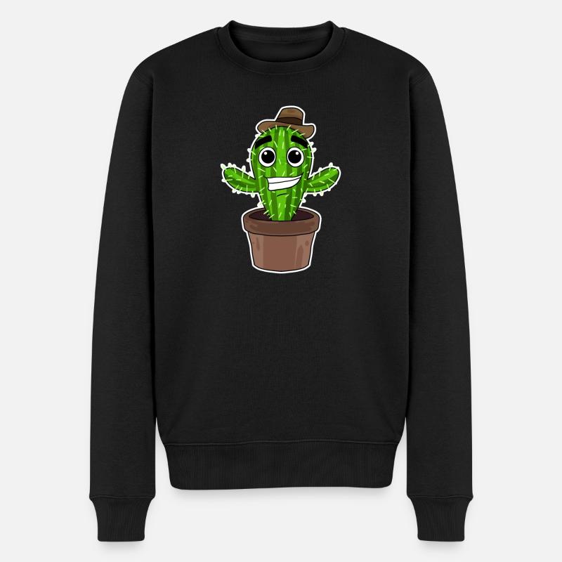 Kaktus Cowboy - Männer Premium Bio Pullover - Schwarz