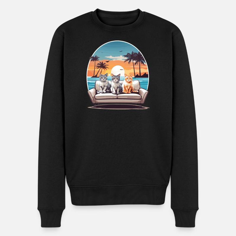 Chats au bord de la mer - Pull Premium bio Homme - noir