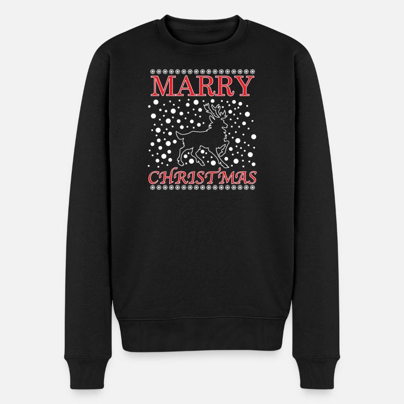 Weihnachtshund Sprung mit Schriftzug - Männer Premium Bio Pullover - Schwarz