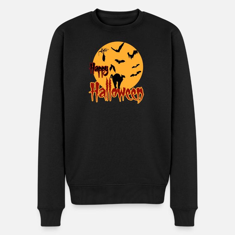Joyeux chat de lune d’Halloween - Pull Premium bio Homme - noir