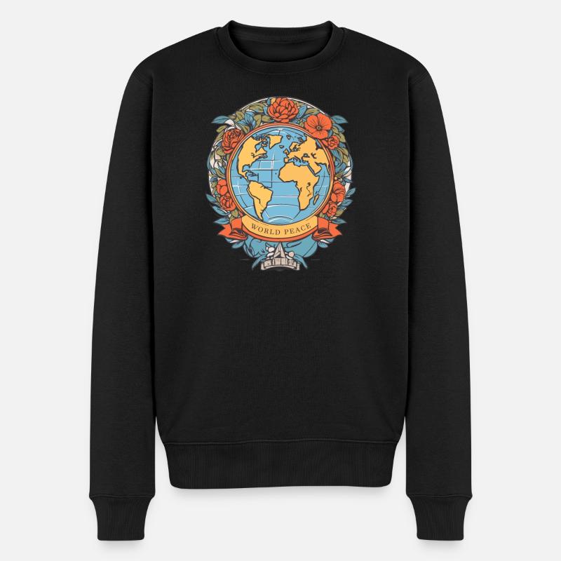 Paix mondiale sur Terre - Pull Premium bio Homme - noir
