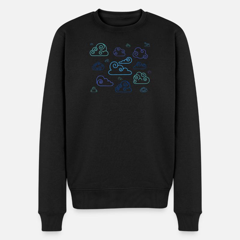 Neon-Spiralwolken - Männer Premium Bio Pullover - Schwarz
