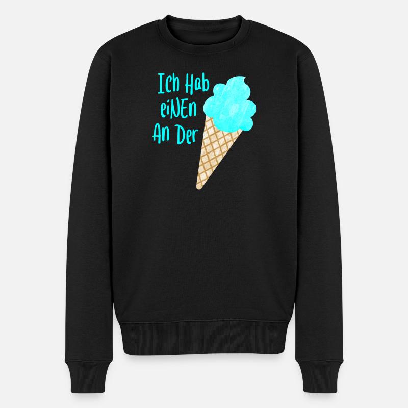 Einen an der Waffel coole Sprüche Eis Sommer Fun - Männer Premium Bio Pullover - Schwarz