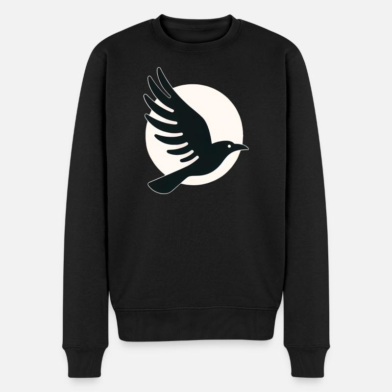Rabe Mond Flug - Männer Premium Bio Pullover - Schwarz