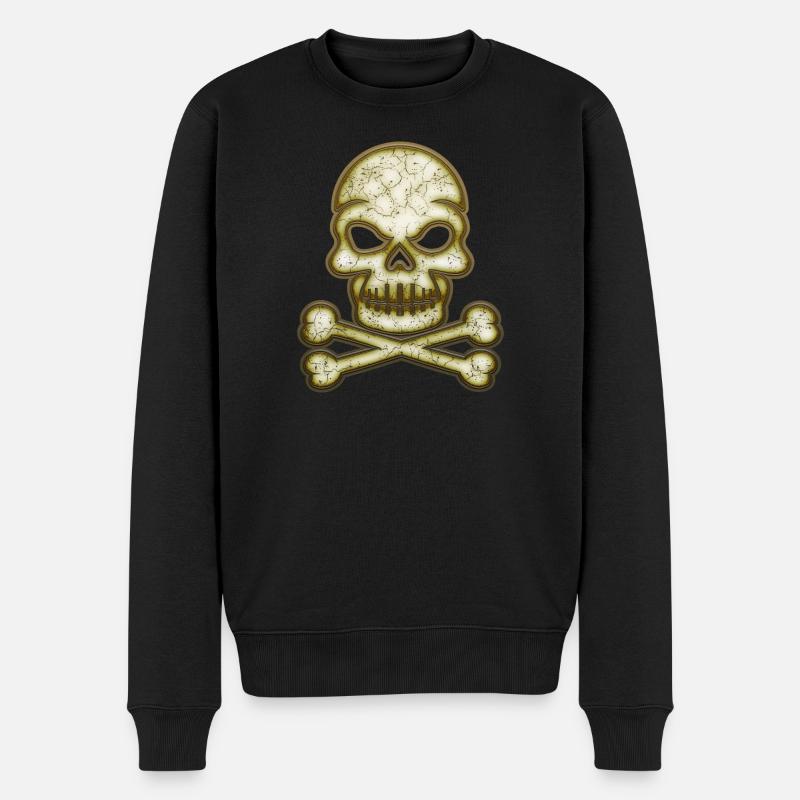 Dekorativer Schädel Totenkopf - Männer Premium Bio Pullover - Schwarz