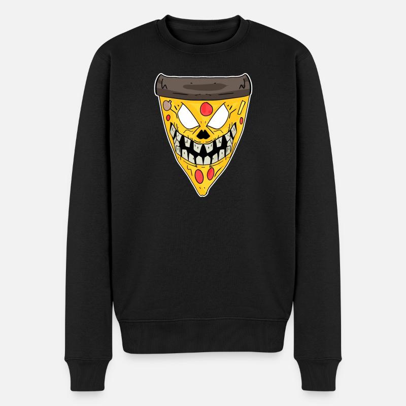 Pizza Zombie - Männer Premium Bio Pullover - Schwarz