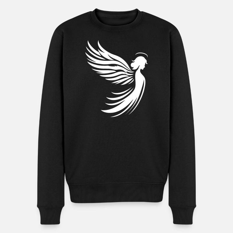 Ein Engel mit Flügel und Heiligenschein Silhouette - Männer Premium Bio Pullover - Schwarz