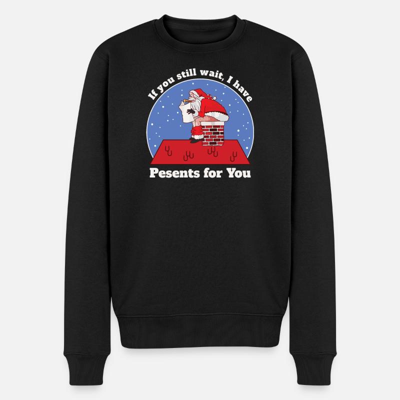 Lustige Weihnachtsmann - Männer Premium Bio Pullover - Schwarz