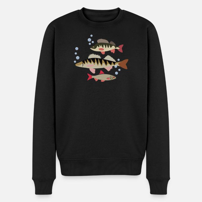 Fisch - Männer Premium Bio Pullover - Schwarz