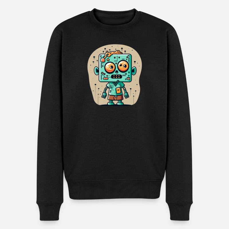 zombie mignon avec une tête carrée - Pull Premium bio Homme - noir