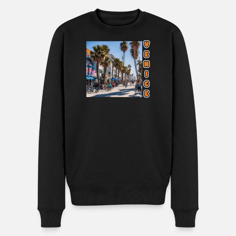 VENICE BEACH - Männer Premium Bio Pullover - Schwarz