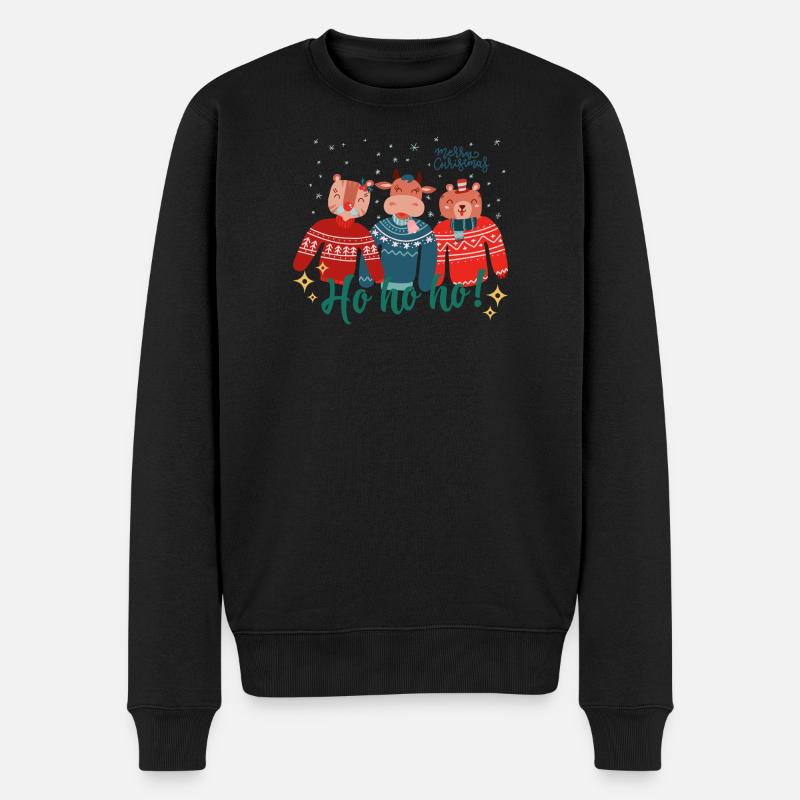 Hässlicher Weihnachtspullover - Frohe Weihnachten - Männer Premium Bio Pullover - Schwarz