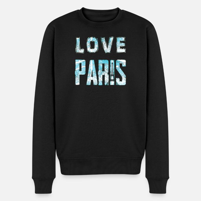 Love Paris Wasser-Effekt Design - Männer Premium Bio Pullover - Schwarz