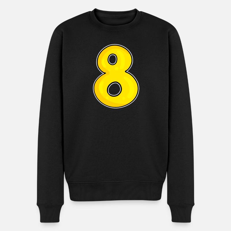 Zahl 8 Nummer Acht - Männer Premium Bio Pullover - Schwarz