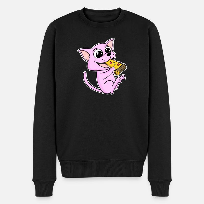 Sphynx Cat Pizza - Men's Premium Organic Jumper - black