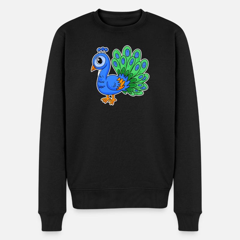 Pfau - Männer Premium Bio Pullover - Schwarz