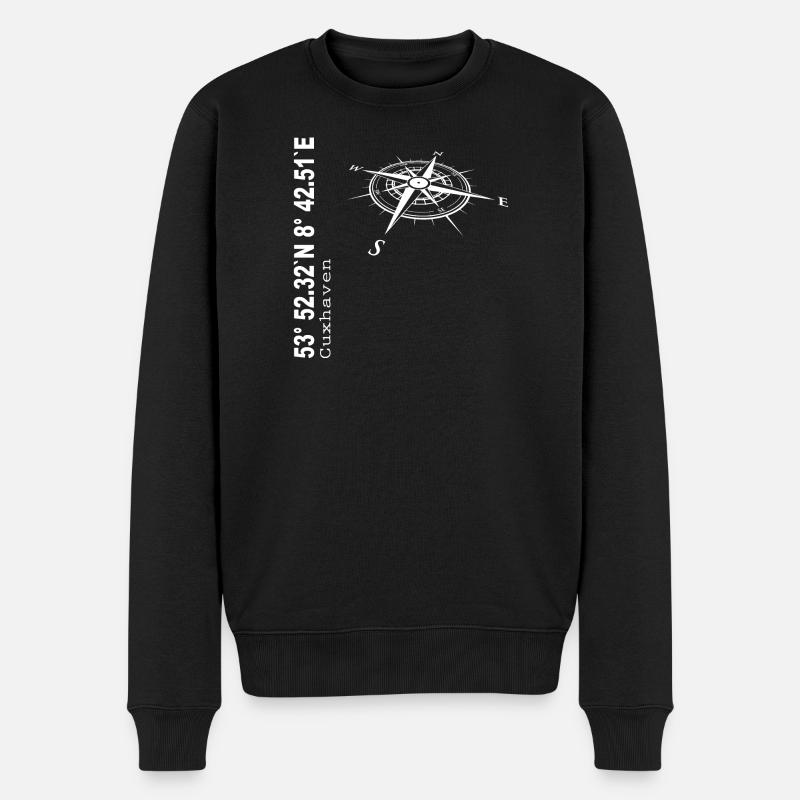 Koordinaten Cuxhaven - Männer Premium Bio Pullover - Schwarz