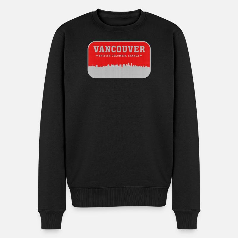 Vancouver Skyline Retro Rot - Männer Premium Bio Pullover - Schwarz
