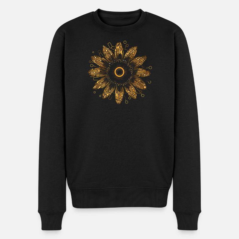 Motif Mandala tournesol Boho - Pull Premium bio Homme - noir