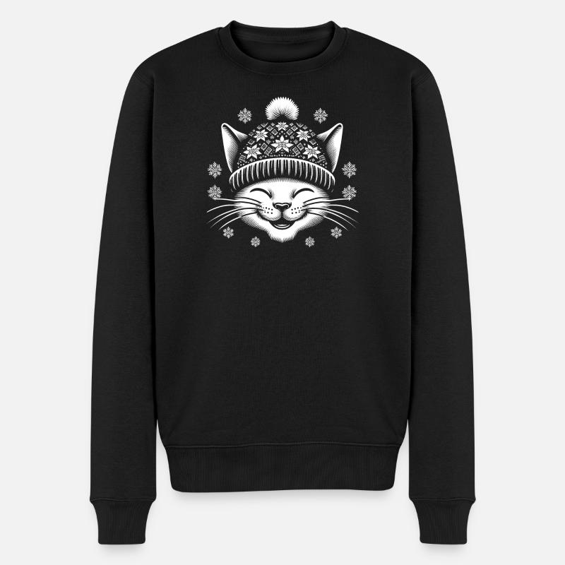 Winter cat - Männer Premium Bio Pullover - Schwarz