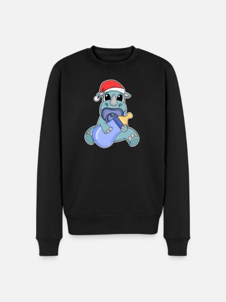 Rhinocéros bébé Noël - Pull Premium bio Homme - noir