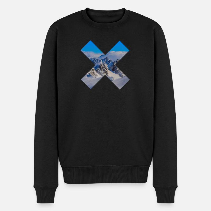 Montagnes enneigées abstraites - Pull Premium bio Homme - noir