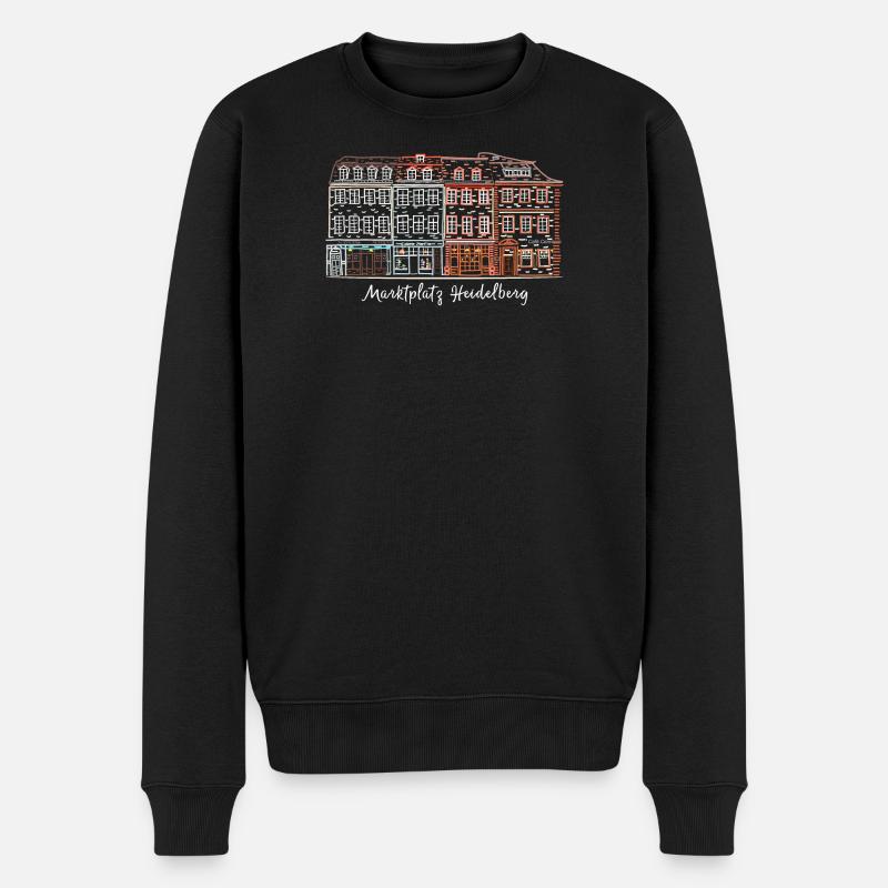 Heidelberg Marktplatz, Süddeutschland Handzeichnun - Männer Premium Bio Pullover - Schwarz