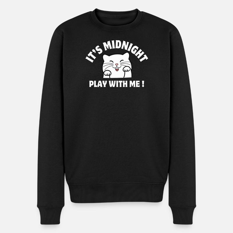 minuit, chat, chat humour - Pull Premium bio Homme - noir