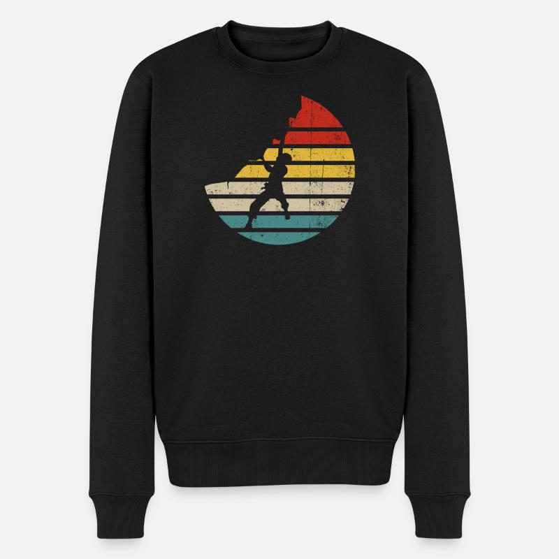 Retro Sunset Kick Silhouette - Männer Premium Bio Pullover - Schwarz