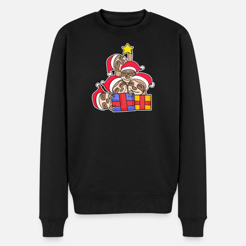 Faultier Faultiere Weihnachtsbaum Weihnachten - Männer Premium Bio Pullover - Schwarz