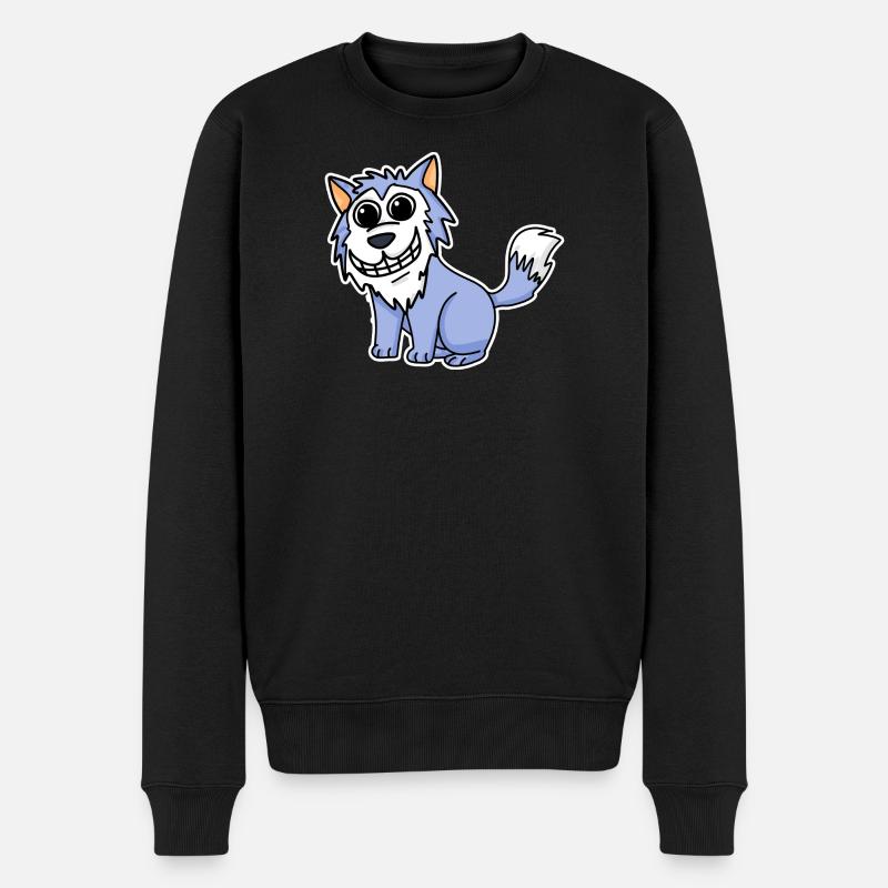 Wolf - Männer Premium Bio Pullover - Schwarz