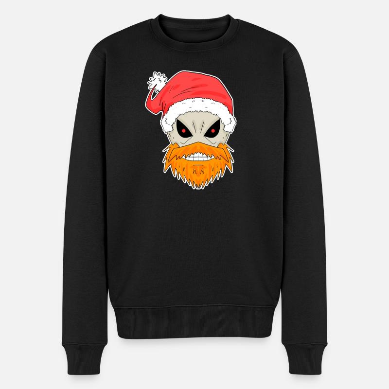 Weihnachtsmann Totenkopf - Männer Premium Bio Pullover - Schwarz
