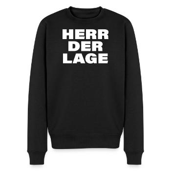 HERR DER LAGE - Männer Premium Bio Pullover - Schwarz - Vorne - Nico (187cm)