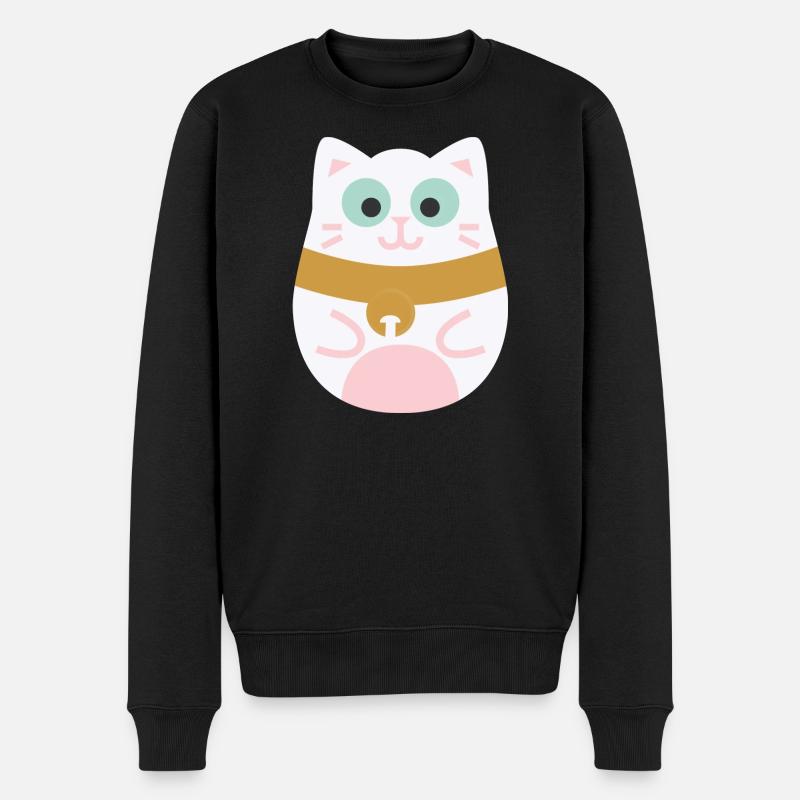 Maneki Neko L Japanische Glückskatze - Männer Premium Bio Pullover - Schwarz