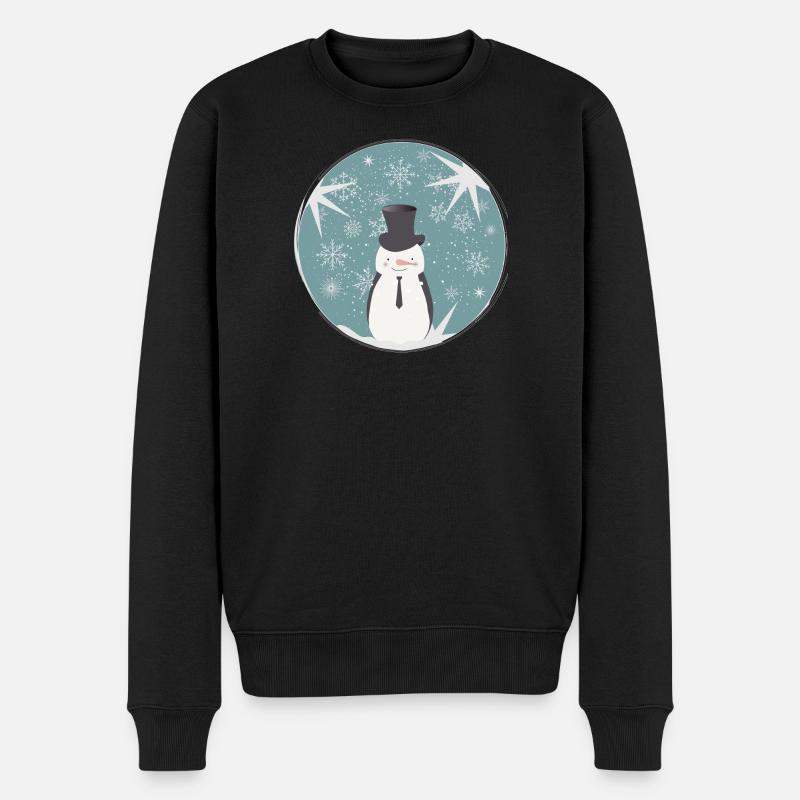 wunderschöner Schneemann & Sterne für Weihnachten - Männer Premium Bio Pullover - Schwarz