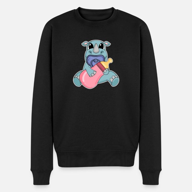 Motif de bébé rhinocéros - Pull Premium bio Homme - noir