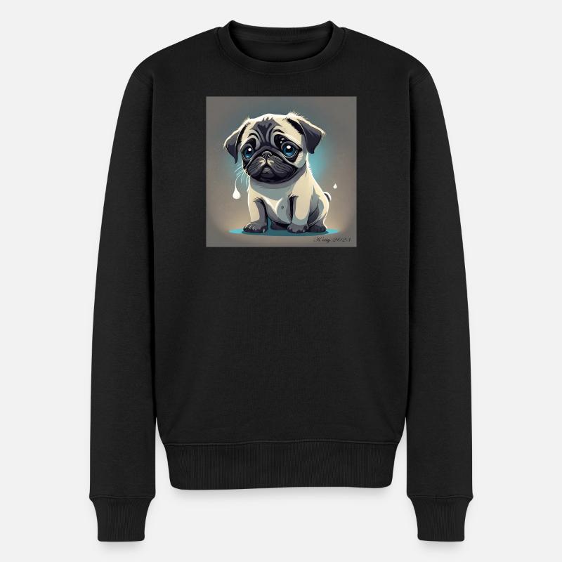 Carlin amoureux les larmes aux yeux - Pull Premium bio Homme - noir