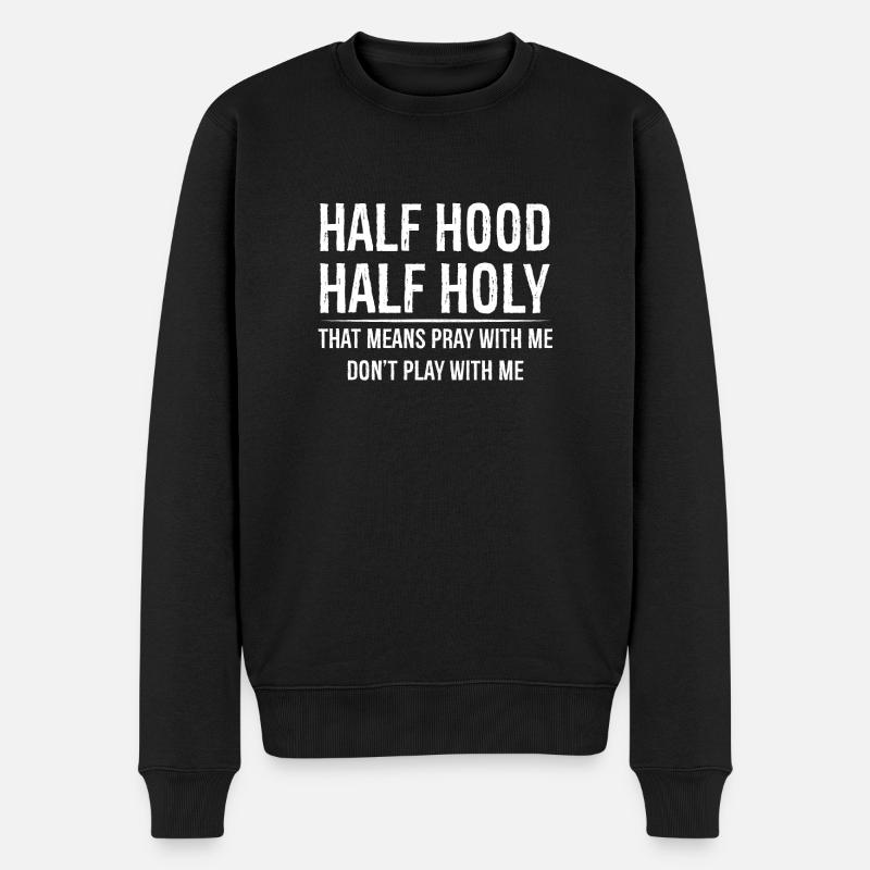 Demi-capuchon mi-sacré - Pull Premium bio Homme - noir