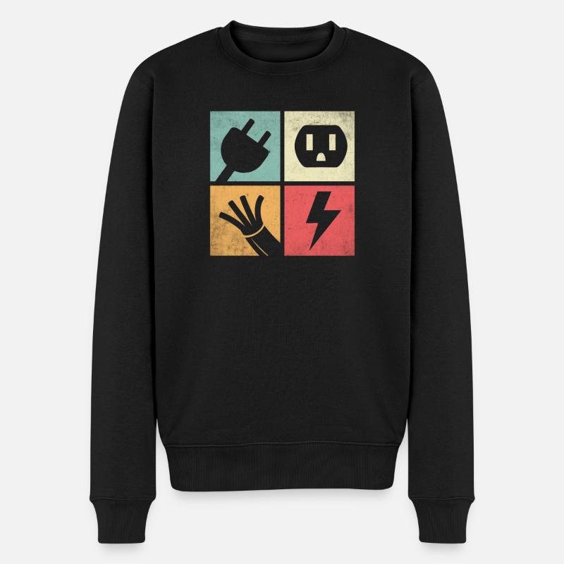 Steckverbinder & Pastellblitze - Männer Premium Bio Pullover - Schwarz