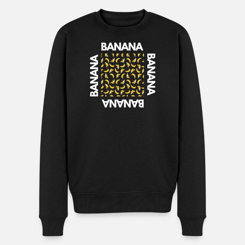 Bananenmuster Ästhetisches Obst-Modehemd - Männer Premium Bio Pullover - Schwarz