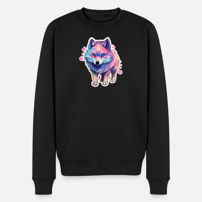 Süßer kleiner Hund mit Regenbogenfell - Männer Premium Bio Pullover - Schwarz