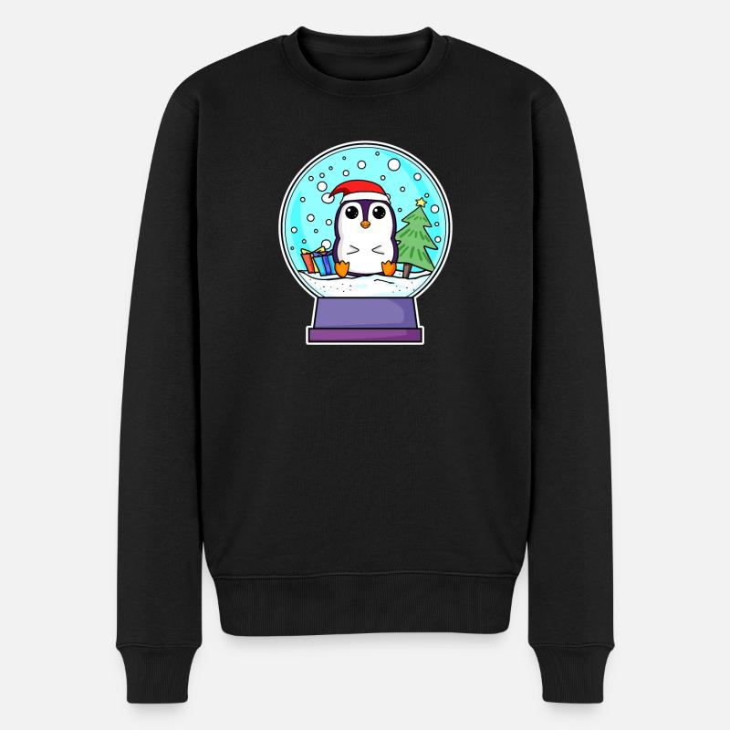 Pinguin Weihnachten - Männer Premium Bio Pullover - Schwarz