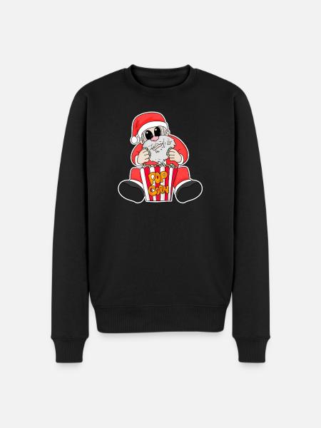 Weihnachtsmann Popcorn Weihnachten - Männer Premium Bio Pullover - Schwarz