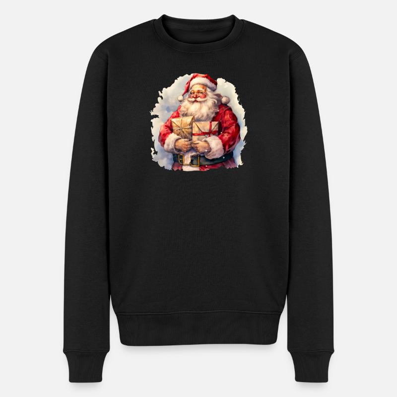 Aquarell mit Geschenken - Männer Premium Bio Pullover - Schwarz