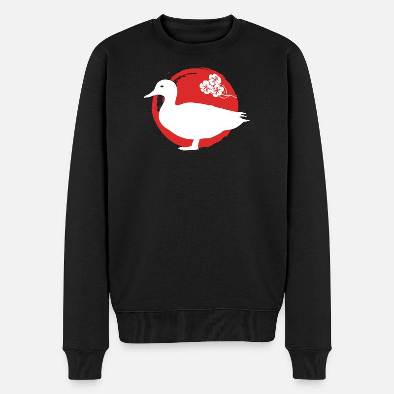Ente Silhouette Japanisch - Männer Premium Bio Pullover - Schwarz